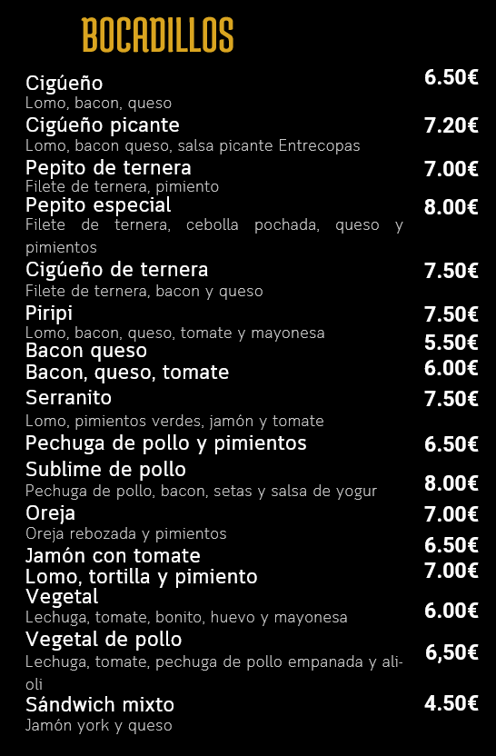 Bocadillos Entre Copas